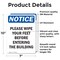 Signmission Please Wipe Your Feet Before Entering, 7 in W x Rectangle, Vinyl Decal OS-2PACK-NS-D-710-V-17659 - alternate 2
